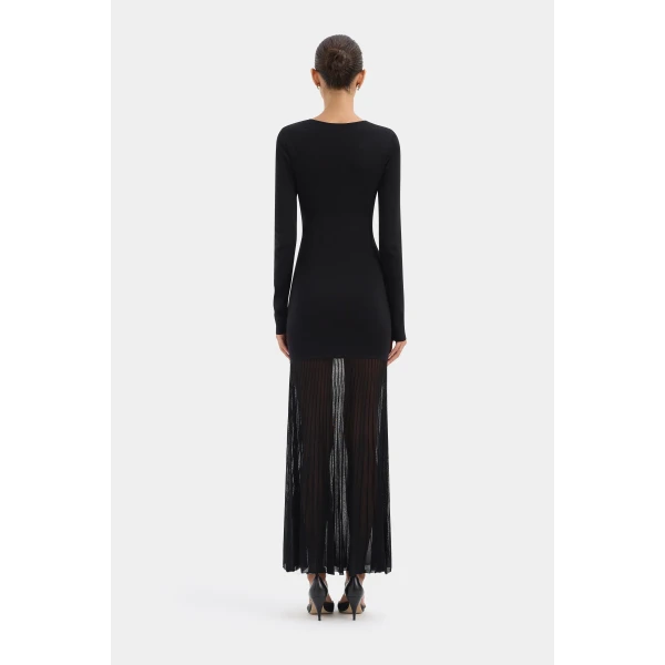 SIR the Label Aylu Long Sleeve Maxi Dress in Black | Maxi Dresses | Coveti