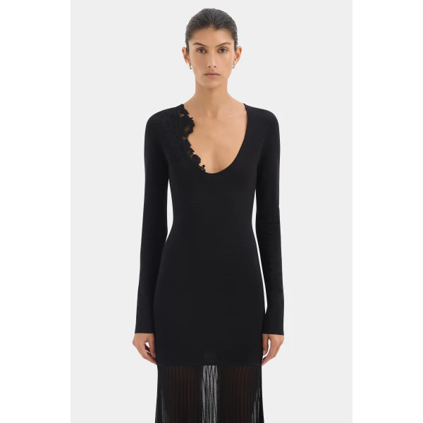 SIR the Label Aylu Long Sleeve Maxi Dress in Black | Maxi Dresses | Coveti