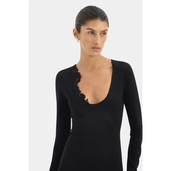 SIR the Label Aylu Long Sleeve Maxi Dress in Black | Maxi Dresses | Coveti
