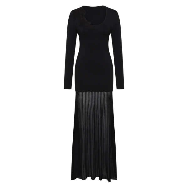 Aylu Long Sleeve Maxi Dress in Black