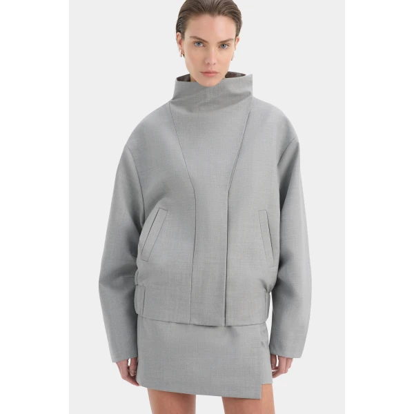 SIR the Label Belle Bomber Jacket in Grey Marle | Jackets | Coveti
