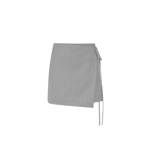 Belle Wrap Mini Skirt in Grey Marle