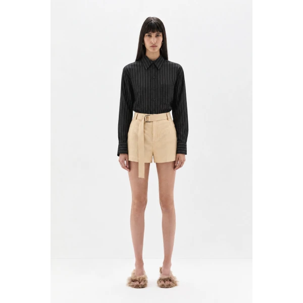 SIR the Label Bronte Belted Mini Short in Beige | Shorts | Coveti