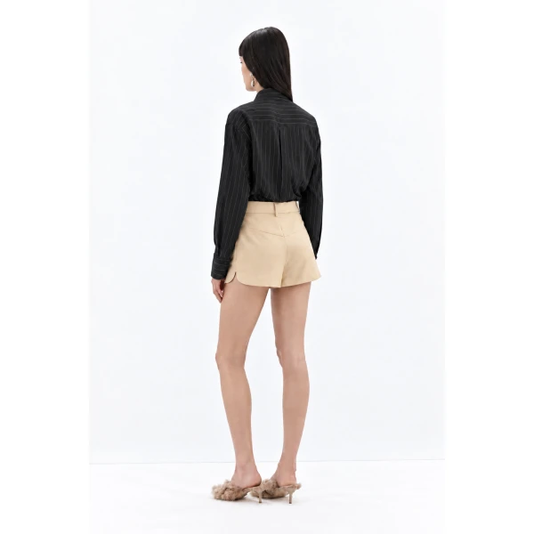 SIR the Label Bronte Belted Mini Short in Beige | Shorts | Coveti