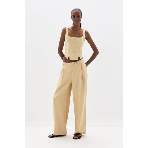 SIR the Label Bronte Fitted Bodice in Beige | Cropped Top | Coveti