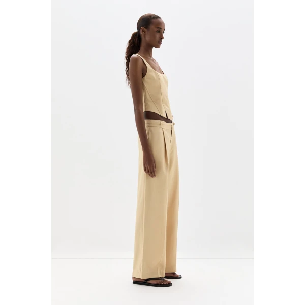 SIR the Label Bronte Fitted Bodice in Beige | Cropped Top | Coveti