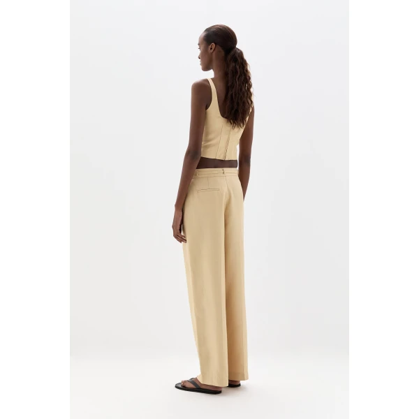 SIR the Label Bronte Fitted Bodice in Beige | Cropped Top | Coveti