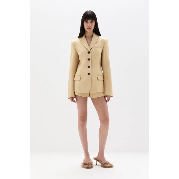 SIR the Label Bronte Open Back Blazer in Beige | Blazers | Coveti