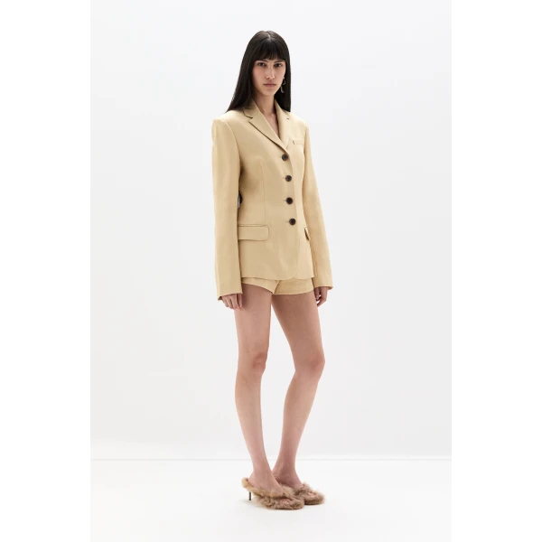SIR the Label Bronte Open Back Blazer in Beige | Blazers | Coveti