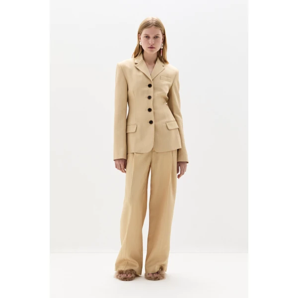 SIR the Label Bronte Open Back Blazer in Beige | Blazers | Coveti