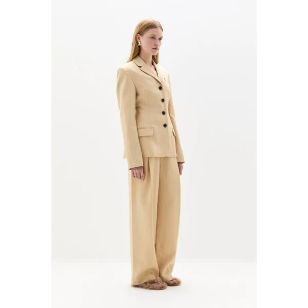 SIR the Label Bronte Tailored Trouser in Beige | Tailored pants | Coveti