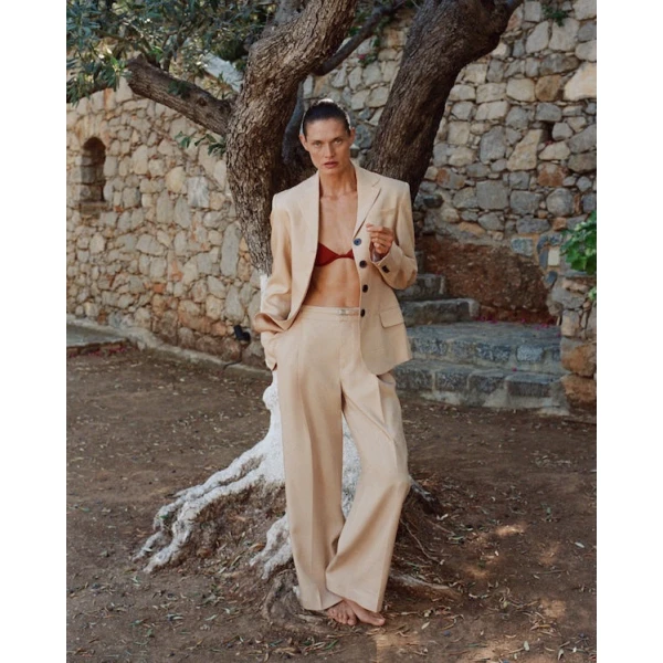 SIR the Label Bronte Tailored Trouser in Beige | Tailored pants | Coveti