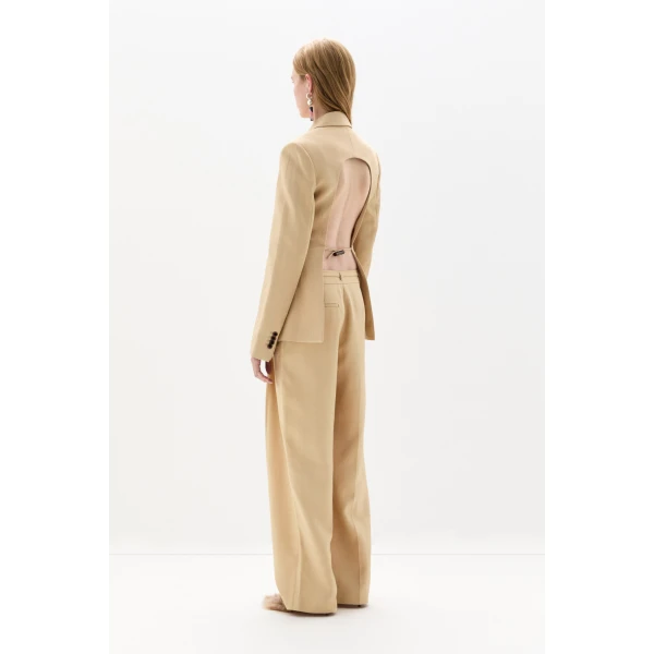 SIR the Label Bronte Tailored Trouser in Beige | Tailored pants | Coveti