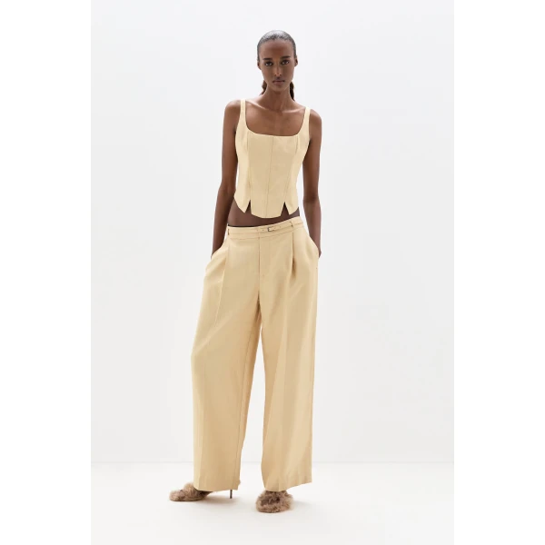 SIR the Label Bronte Tailored Trouser in Beige | Tailored pants | Coveti