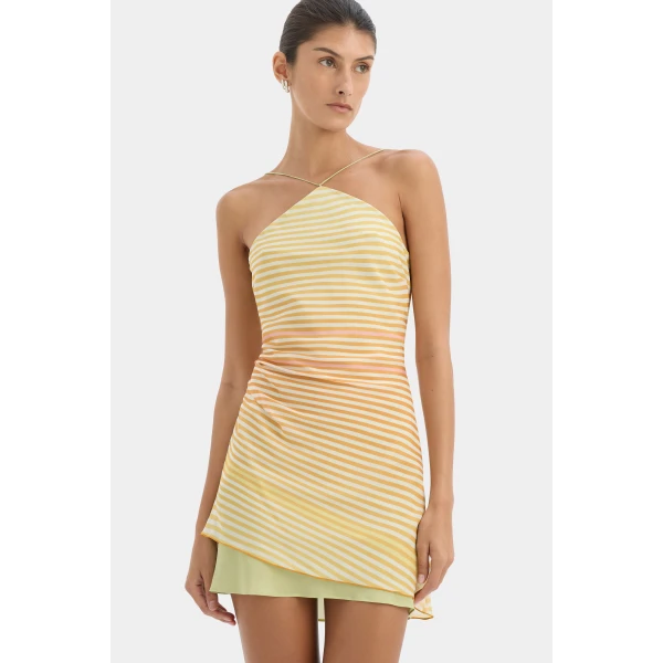 SIR the Label Calypso Layered Mini Dress in Sorbet Stripe | Mini Dresses | Coveti