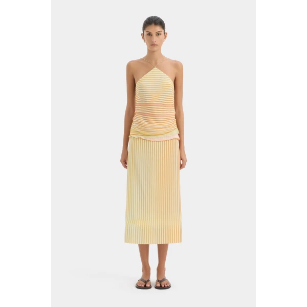 SIR the Label Calypso Midi Skirt in Sorbet Stripe | Midi Skirts | Coveti
