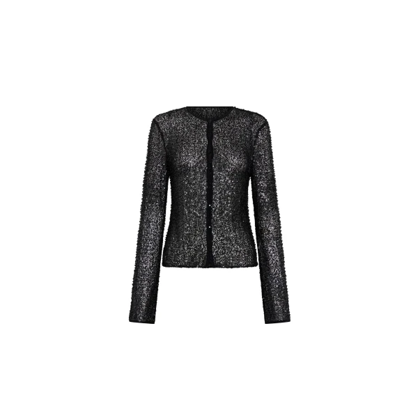 SIR the Label Cassia Sequin Button Down Top in Black | Tops | Coveti