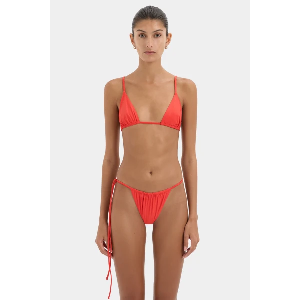 SIR the Label Clarita String Triangle Top in Tangerine | Bikini | Coveti