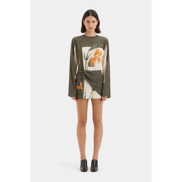 SIR the Label Constance Twist Mini Dress in Iris Floral | Mini Dresses | Coveti