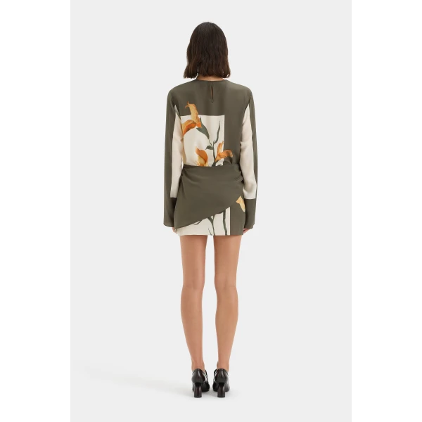 SIR the Label Constance Twist Mini Dress in Iris Floral | Mini Dresses | Coveti