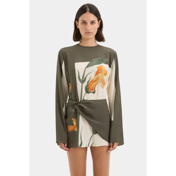 SIR the Label Constance Twist Mini Dress in Iris Floral | Mini Dresses | Coveti