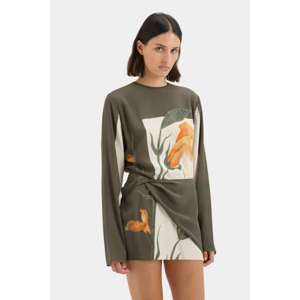 SIR the Label Constance Twist Mini Dress in Iris Floral | Mini Dresses | Coveti