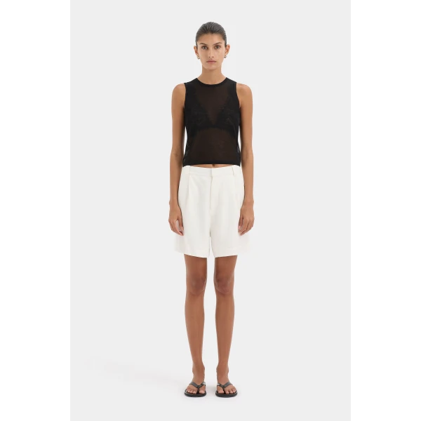 SIR the Label Dorian Tailored Short in Ivory | Shorts | Coveti