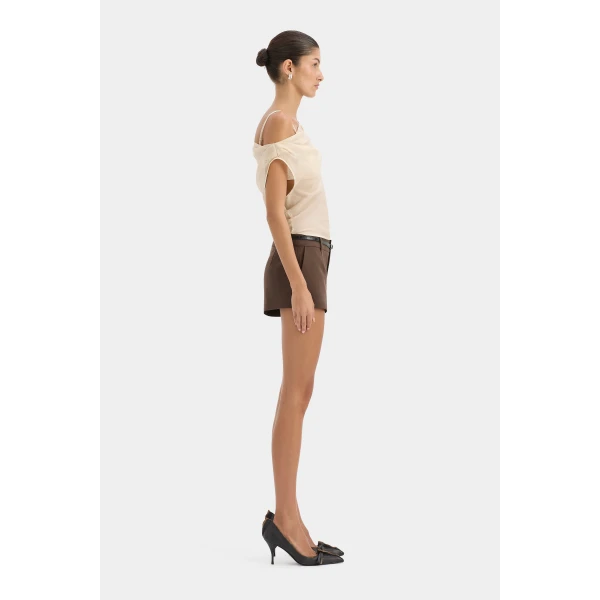SIR the Label Dylan Mini Short in Chocolate | Shorts | Coveti