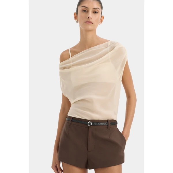SIR the Label Dylan Mini Short in Chocolate | Shorts | Coveti