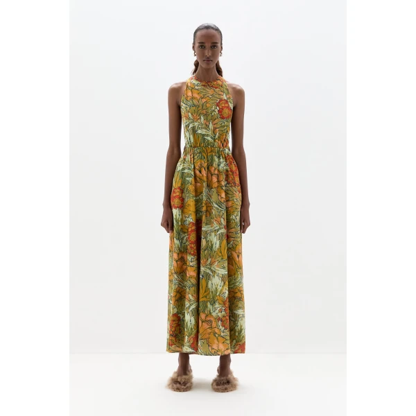 SIR the Label Eliana Cross Back Maxi Dress in Aliera Floral Mint | Maxi Dresses | Coveti