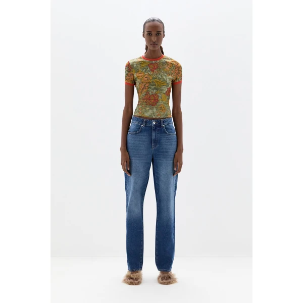 SIR the Label Eliana Mesh Fitted Tee in Aliera Floral Mint | T-shirts | Coveti