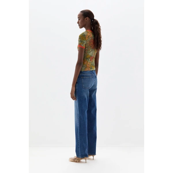 SIR the Label Eliana Mesh Fitted Tee in Aliera Floral Mint | T-shirts | Coveti