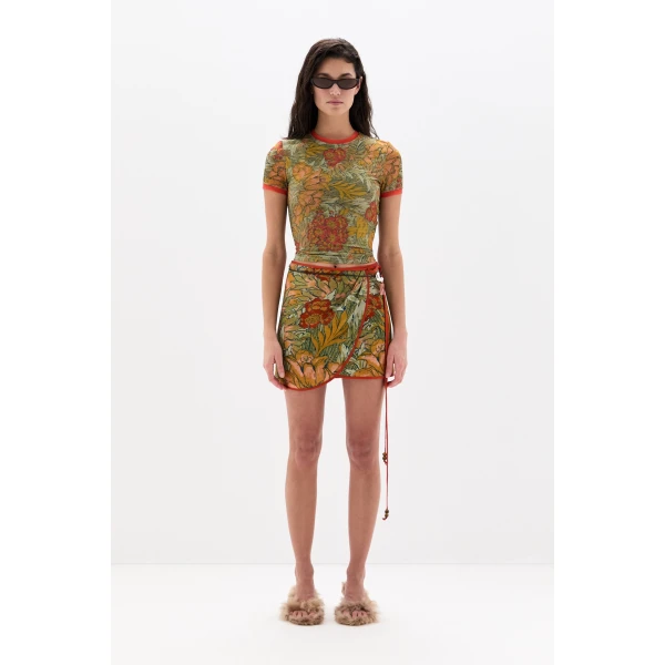 SIR the Label Eliana Mini Sarong in Aliera Floral Mint | Beachwear | Coveti