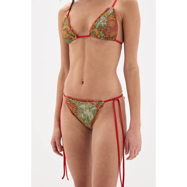 SIR the Label Eliana Ruffled String Brief in Aliera Floral Mint | Bikini | Coveti