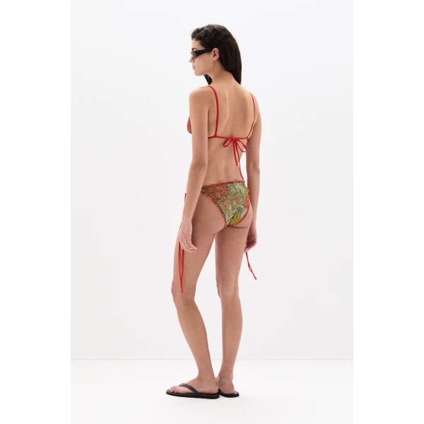 SIR the Label Eliana Ruffled String Triangle Top in Aliera Floral Mint | Bikini | Coveti