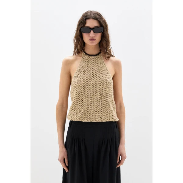 SIR the Label Ellinor Halter Top in Light Beige | Sleeveless | Coveti