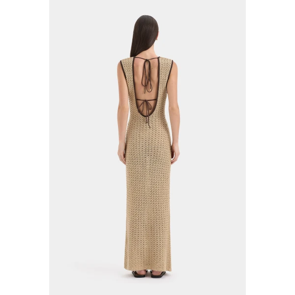 SIR the Label Ellinor Midi Dress in Light Beige | Midi Dresses | Coveti