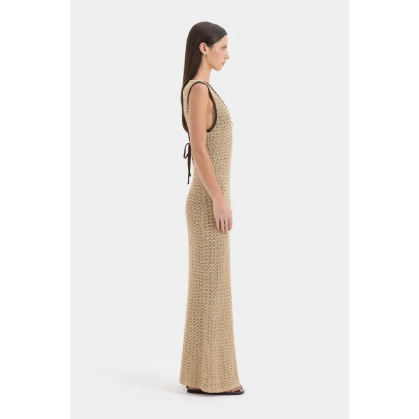 SIR the Label Ellinor Midi Dress in Light Beige | Midi Dresses | Coveti