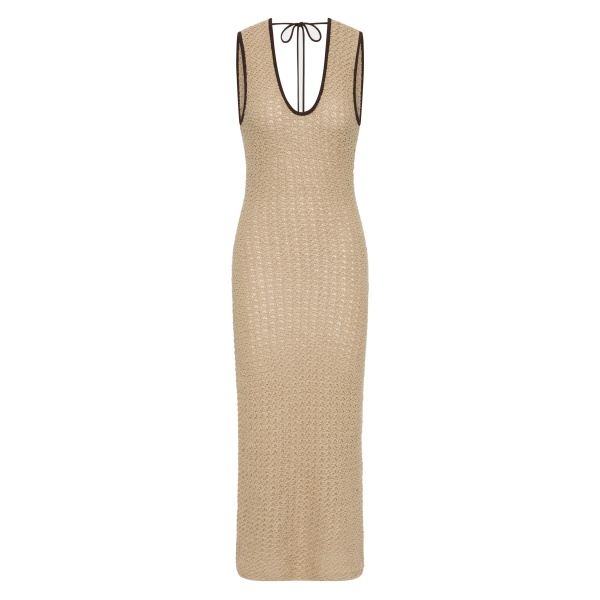 SIR the Label Ellinor Midi Dress in Light Beige | Midi Dresses | Coveti