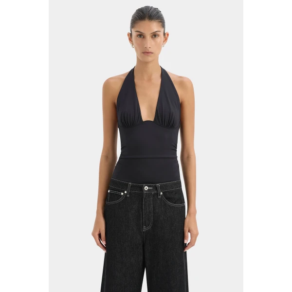 SIR the Label Elm Halter Top in Black | Sleeveless | Coveti