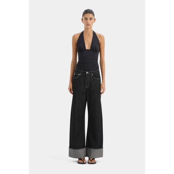 SIR the Label Elm Halter Top in Black | Sleeveless | Coveti