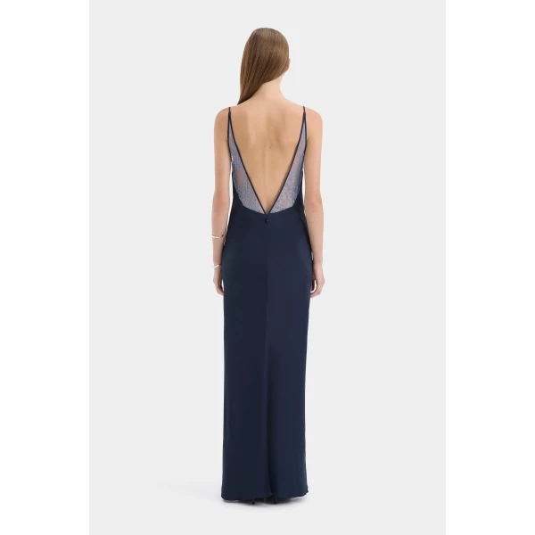 SIR the Label Elsie Lace Gown in Navy | Evening Gowns | Coveti