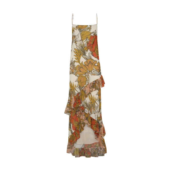 Estella Ruffle Maxi Dress in Aliera Floral Ivory