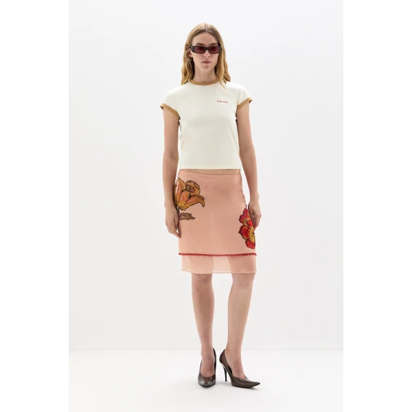 SIR the Label Estella Skirt in Aliera Floral Blush | Midi Skirts | Coveti
