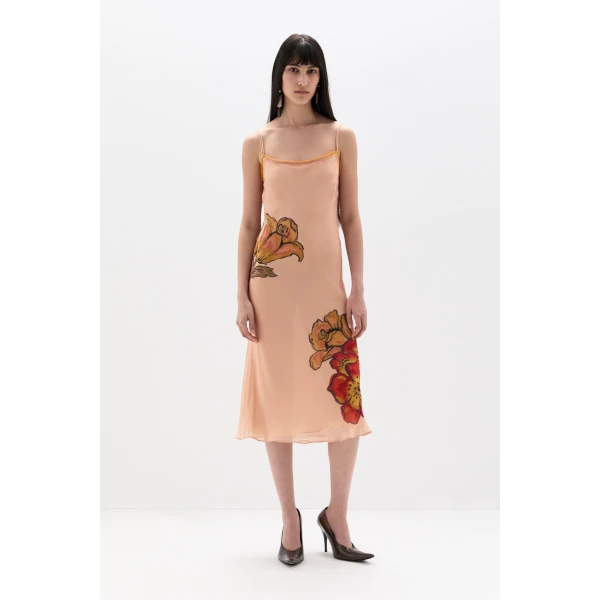 SIR the Label Estella Slip Midi Dress in Aliera Floral Blush | Midi Dresses | Coveti