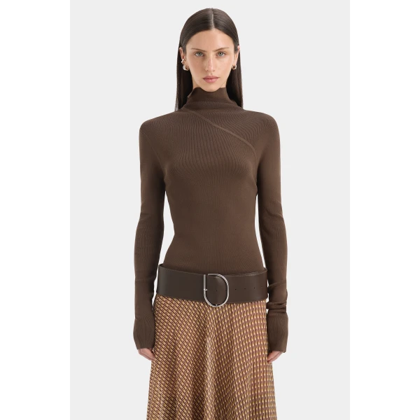 SIR the Label Fino Long Sleeve Top in Mocha | Long Sleeve | Coveti