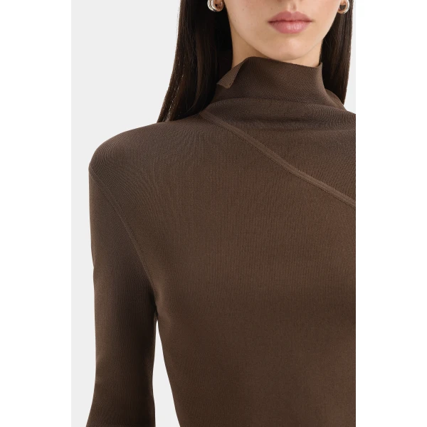 SIR the Label Fino Long Sleeve Top in Mocha | Long Sleeve | Coveti