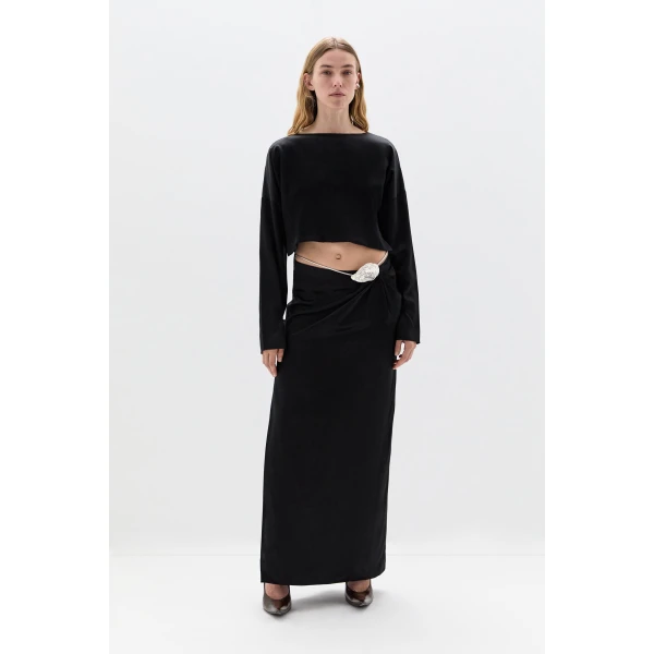 SIR the Label Flure Gown in Black | Evening Gowns | Coveti