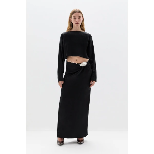 SIR the Label Flure Gown in Black | Evening Gowns | Coveti