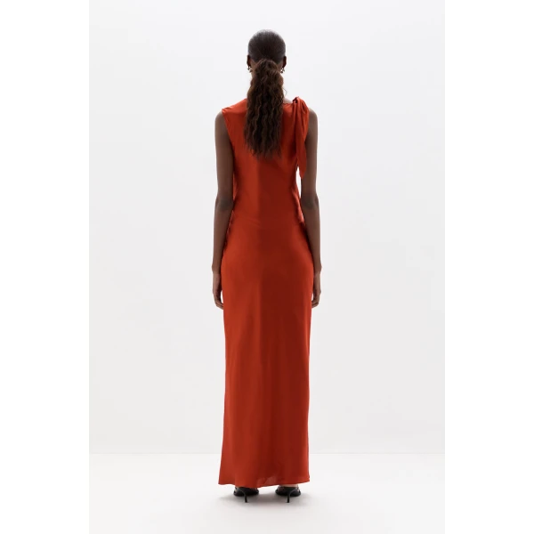 SIR the Label Gabriete Tie Shoulder Dress in Burnt Orange | Maxi Dresses | Coveti